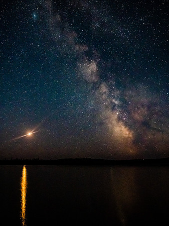 Mars reflects in Glenn Lake with the Milky Way.