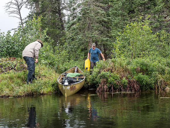Finishing up the portage into Gulch Lake from Haven.