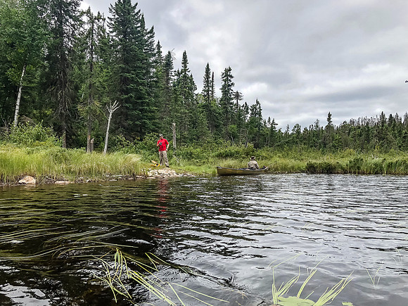 Harold and Hentie finish up the portage between Amber and Nutria Lake.