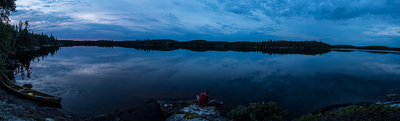 Rod fillets our evening snack as the sun sets over Optic Lake.