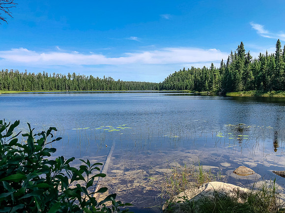 That's where we go next - portaging out of Telescope Lake.