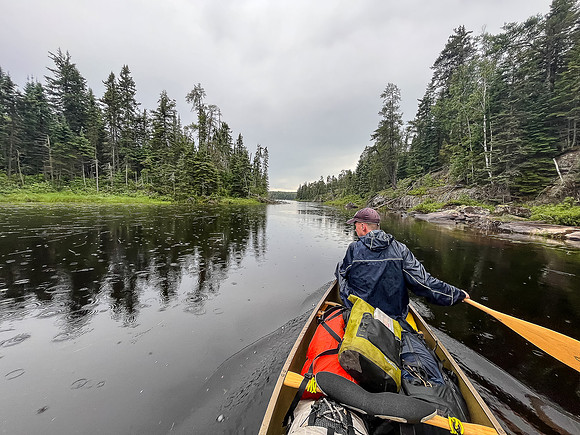 Paddling Leano Lake in the rain.