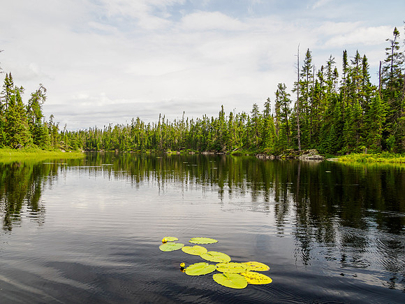 Paddling between the 400m portage and the pullover.