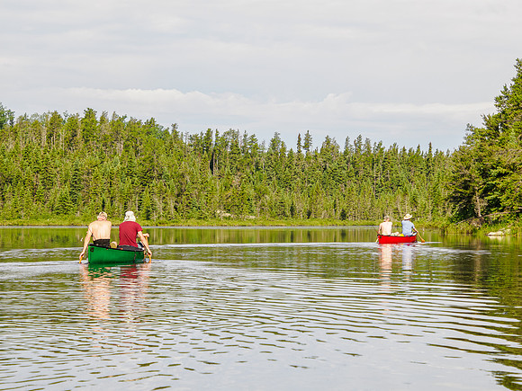 Paddling north out of Bunny Lake on glass.