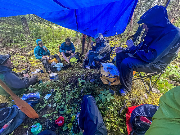 We put up a tarp and "enjoyed" lunch - it was good to have something warm.