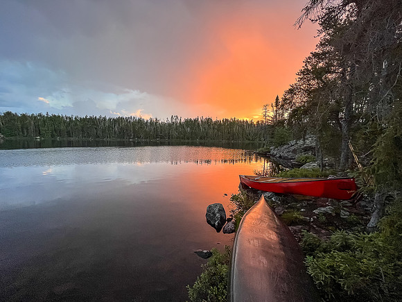Gorgeous evening views over Bunny Lake from campsite "BU".
