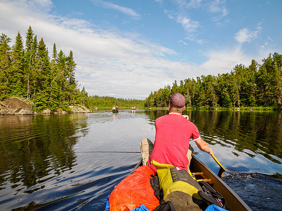 Paddling north out of Bunny Lake on glass.