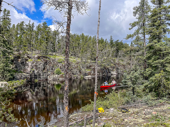 Harold and Dylan approach the 200m portage north of East Lunch Lake.