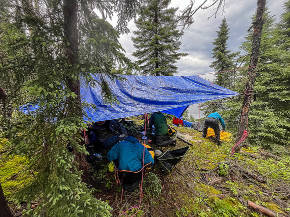 We put up a tarp and "enjoyed" lunch - it was good to have something warm.