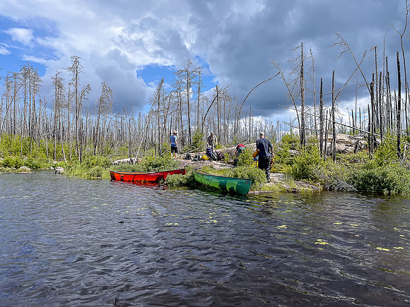 Starting the 150m portage between East Lunch and Lunch Lake.