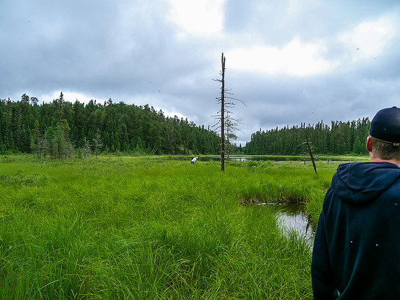 Portaging into Middle Kilburn from Dragon Lake.