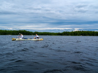 Paddling towards the final portage of the day from Burnt Rock into Mexican Hat - 800 meters.