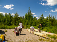 Getting the gear organized in the Leano Lake parking lot.