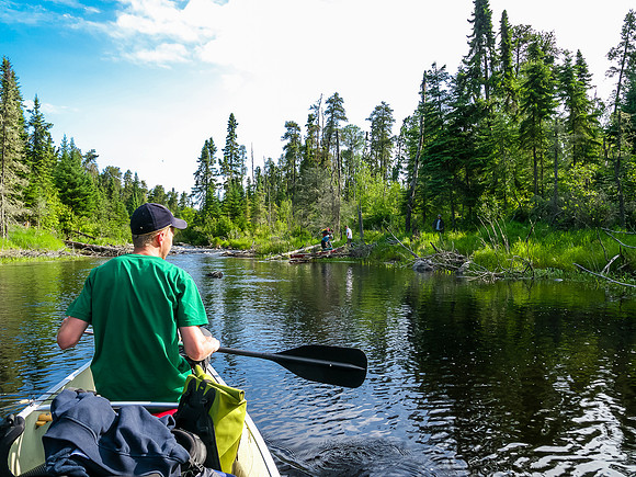 Paddling to Leano Lake on Saturday morning.