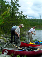 Ready to paddle again after a portage on the Garner River.