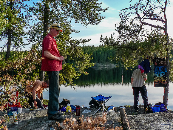 Supper time at our Haggart Lake camp.