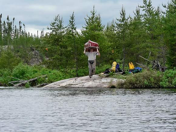 Looking back at Bill and Harold completing another portage.