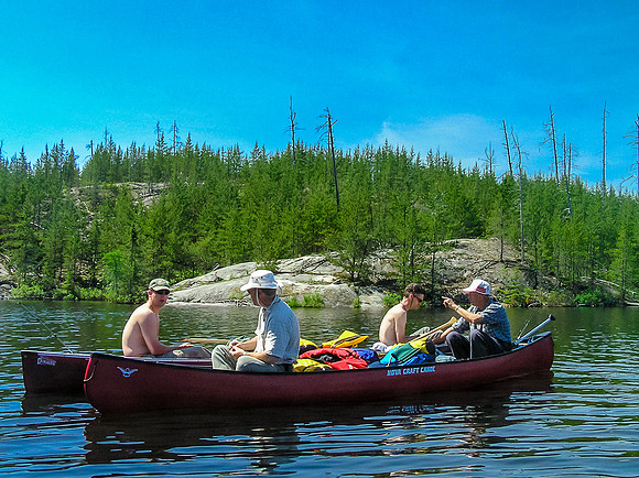 Planning our route as we continue down Mather Lake.