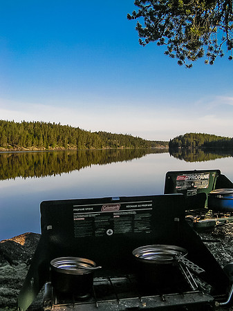 Another perfect morning from the camp kitchen on Haggart Lake.