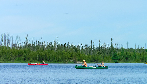 Drifting into Mather Lake.