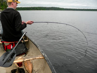 Eric with a nice size Northern Pike on his line.
