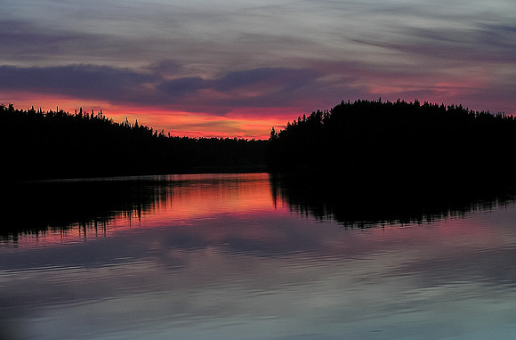 Sunset over Haggart Lake.
