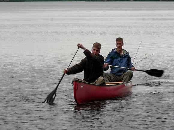 Rod and Vern come into camp after getting pretty much skunked for fish on Garner Lake.