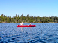 The sun is starting to set as we continue paddling towards camp on Wednesday - it was a long day on the water!