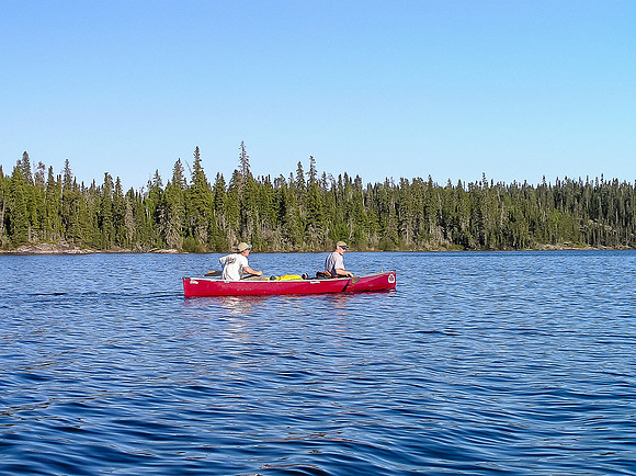 The sun is starting to set as we continue paddling towards camp on Wednesday - it was a long day on the water!