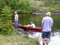 Ready to leave a portage along the Wanipigow River.