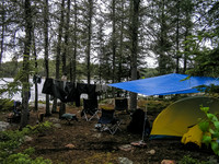 Drying out gear as the weather clears.
