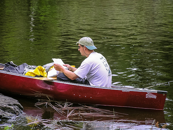 Ready to leave a portage along the Wanipigow River.