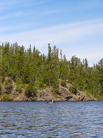 Canoeing in calm water out of Donald Lake.