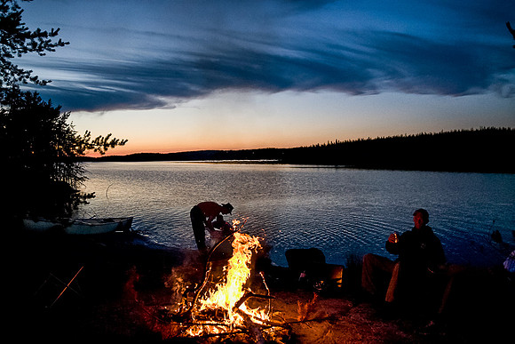 Monday comes to a close around a very cheerful bonfire.