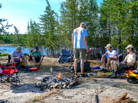 Chilling in camp on Wilson Lake Tuesday morning before starting the day. It's gonna be a hot one!