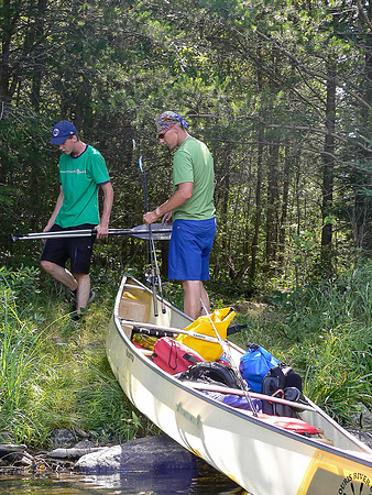 Portaging to Chase Lake.