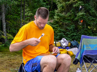 Ted at camp on Thursday morning on Chase Lake.