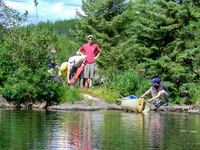 Finishing a short portage along the river from Petch to Reynar.