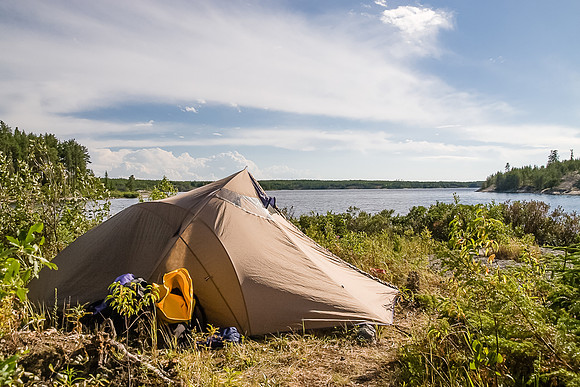 A nice tent spot on Friday evening back in Wilson Lake - at least 'til the bears came out to play...
