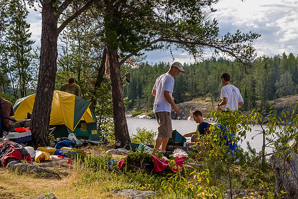 Breaking camp on Saturday morning on Wilson Lake.