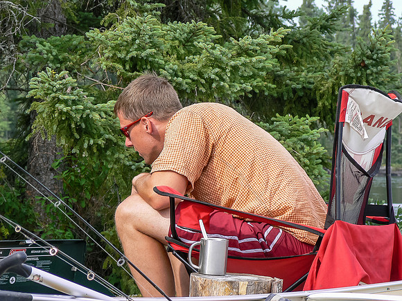 Vern at camp on Thursday morning on Chase Lake.