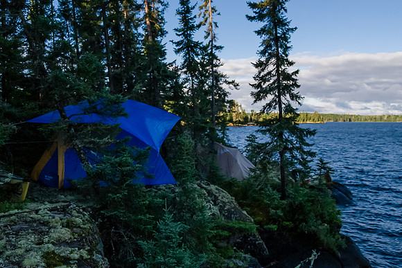 A random camp hacked into the bush somewhere on Snowshoe Lake.