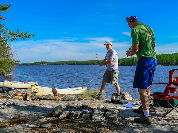 Chilling in camp on Wilson Lake Tuesday morning before starting the day. It's gonna be a hot one!