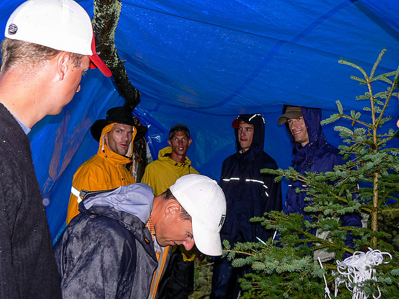 Yep! Back under a tarp - now we're all soaked.