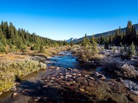 Crossing the river at valley bottom.
