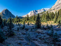 Heavy frost in the valley with Sugarloaf at left.