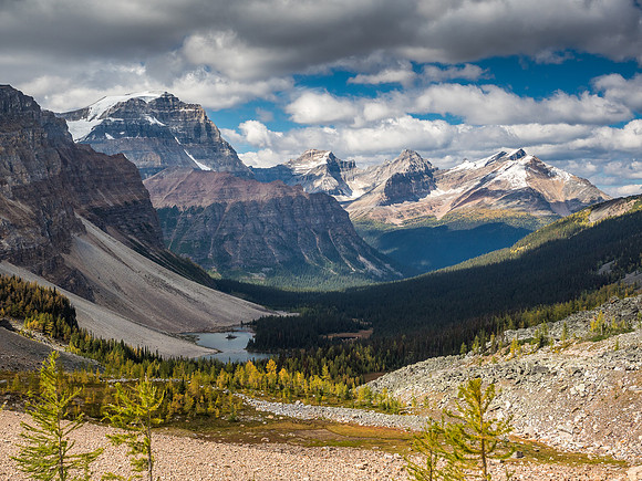 A last glance over Haiduk Lake towards Ball (L) and Storm (R).