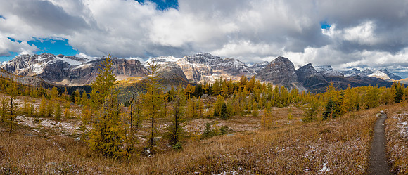 Heading down to Pharaoh Creek from Healy Pass - Pharaoh Peaks just right of center.