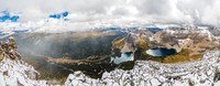 A bit wider view to the east with the clearing snow flurries and my long approach over Healy Pass at center.