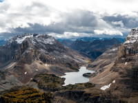 Mummy Lake and threatening skies.